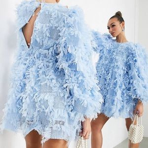 Mini smock dress ,baby blue ,size US 14